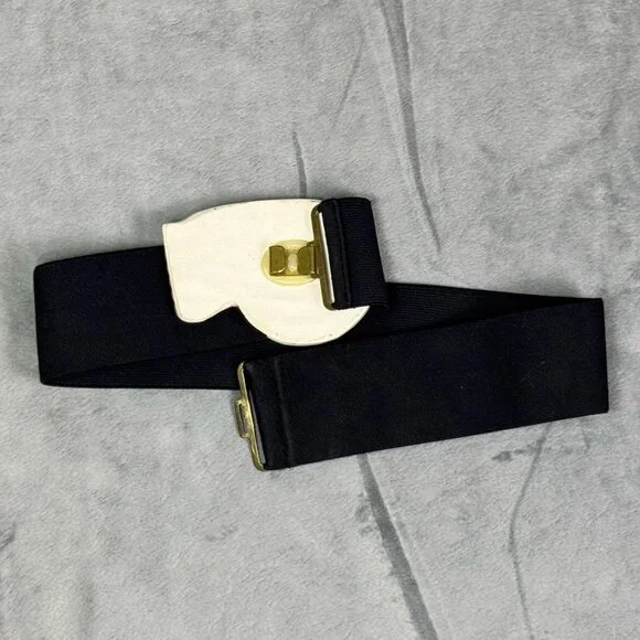 Vintage Elasticated Belt with Ceramic Face Buckle - Picture 2 of 4